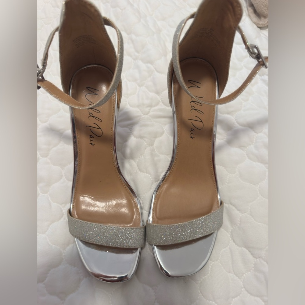 Wild Pair Silver and Cream Heeled Sandals